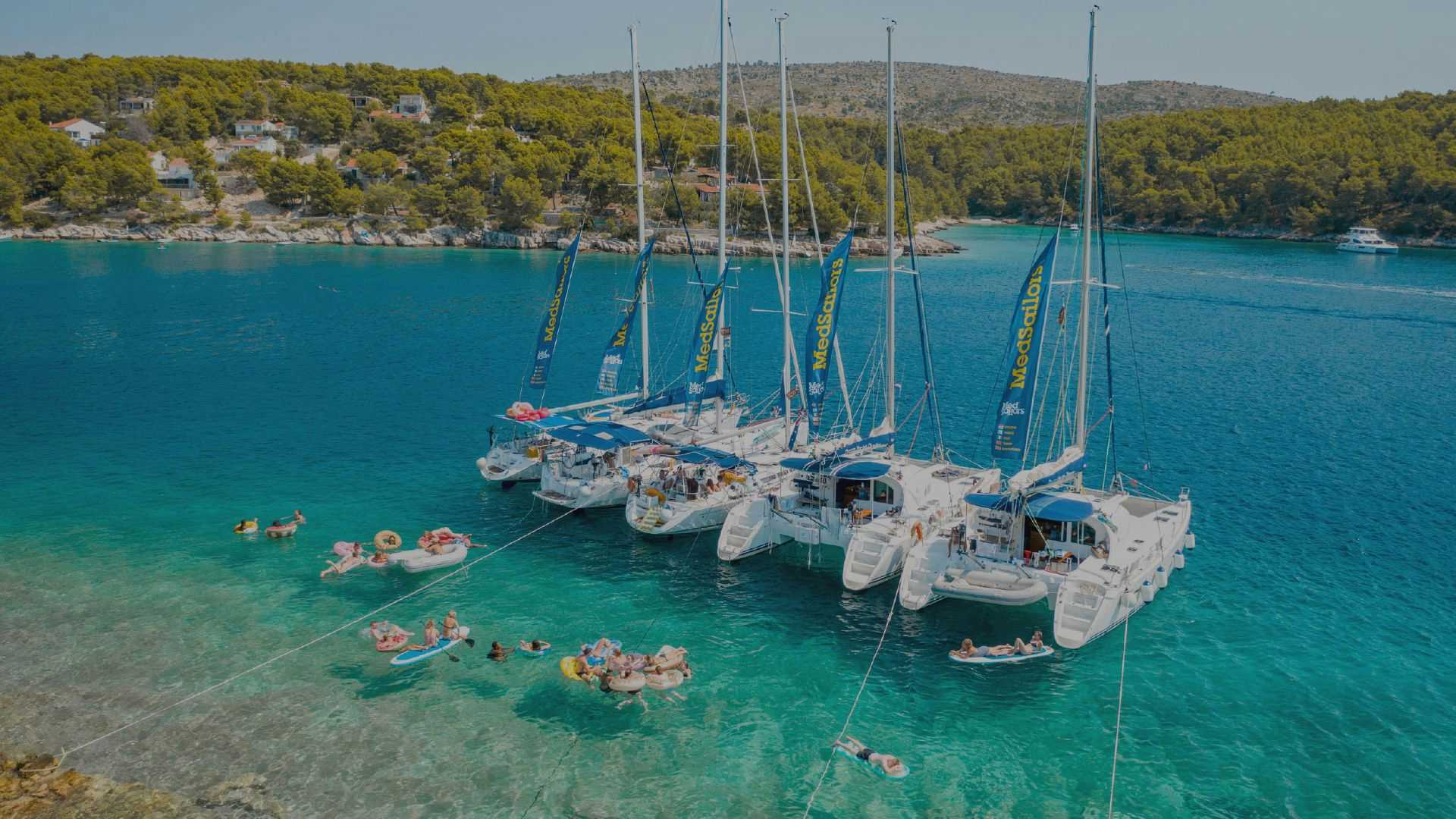 MedSailors yachts anchored together in a bay in Croatia