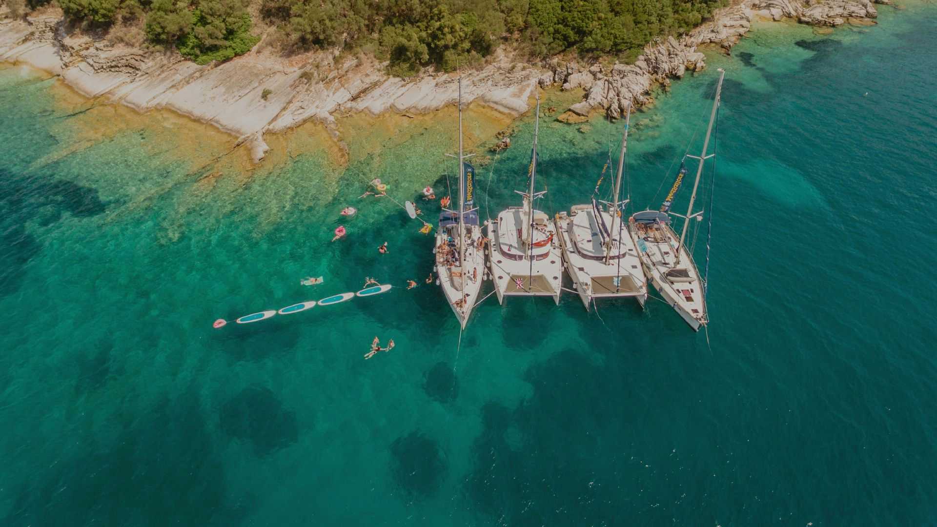 MedSailors yachts rafted together in a bay