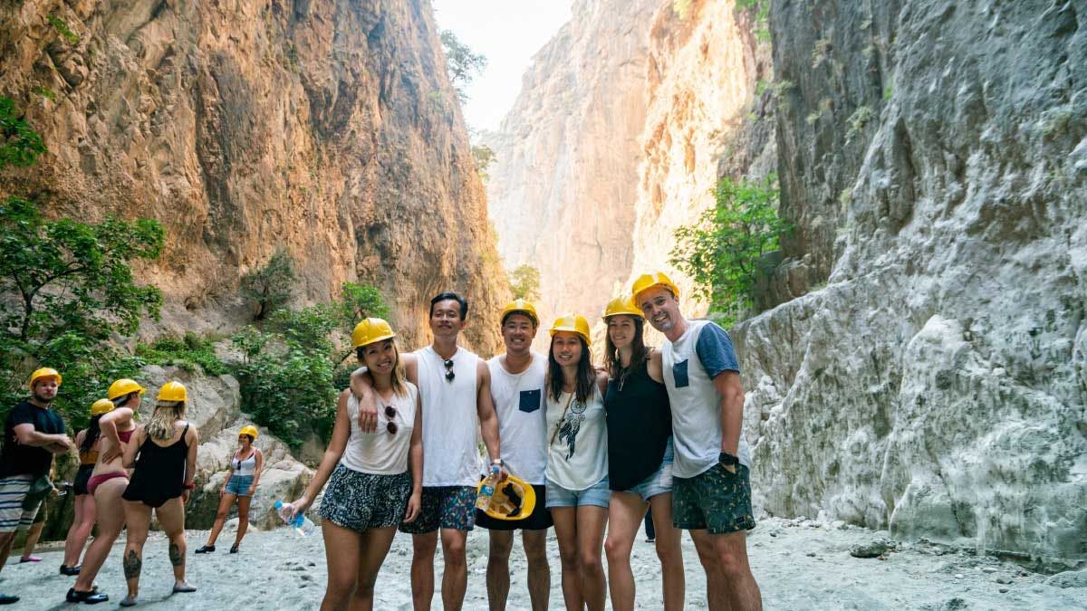 Group of friends in Saklikent Gorge in Turkey