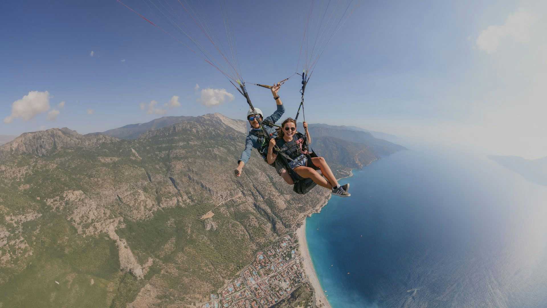Person paragliding in Turkey